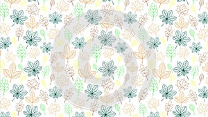 Animation of a seamless pattern on a white background shows the leaves of trees in one line, camera movement with