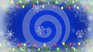 Animation snowflakes sparkle and blue background for design christmas or new year template.