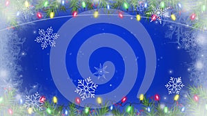 Animation snowflakes sparkle and blue background for design christmas or new year template.