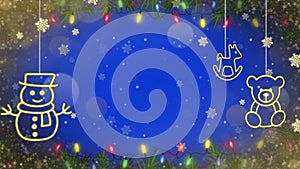 Animation snowflakes sparkle and blue background for design christmas or new year template.