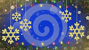 Animation snowflakes sparkle and blue background for design christmas or new year template.