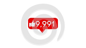 Animation of a social media likes counter which quickly increasing.