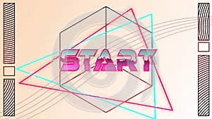 Animation of start text over light trails on white background