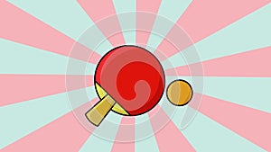 Animation of table tennis bets and balls with a rotating background