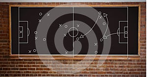 Animation of tactical football game plan on chalkboard