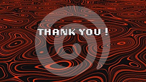 Animation of thank you text over red liquid background