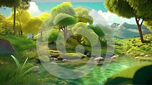 Animation on the theme of nature, natural landscapes and ecology