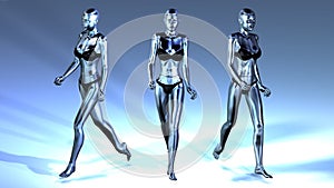 Animation of three walking Manikins