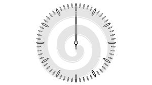 Animation of timelapse of flat clock face. 3D rendering.