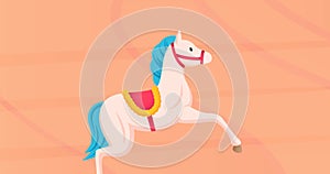 Animation of toy horse rocking over orange background