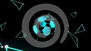 Animation of traingles over digital football on black background