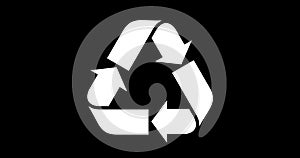 Animation of universal recycle icon rotated in flat design.