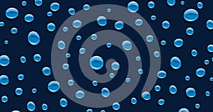 Animation of water drops moving over blue background