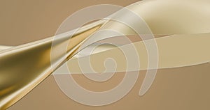 Animation of a wave of golden fabric. 3D render.