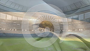 Animation of waving flag of argentina over stadium