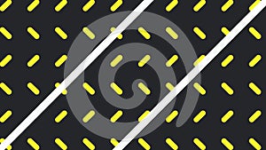 Animation of white lines and rotating yellow capsules on black background