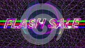 Animation of the words Flash Sale written in colourful glowing letters