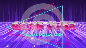 Animation of the words Game Over written in metallic pink