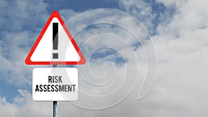 Animation of the words Risk Assessment written on triangle  road sign