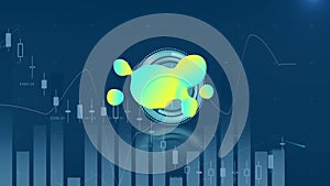 Animation of yellow and blue stain over moving clock and graph