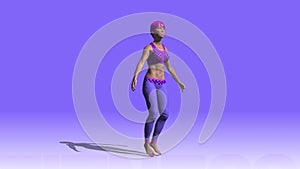 Animation. Young woman doing Jumping Jacks in the gym. Fitness