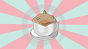 Animation of the Zuppa soup icon, a typical Italian food with a rotating background