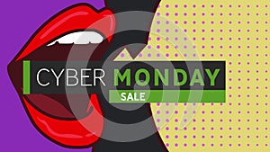 Animatorom od cyber monday sale text over retro cartoon face