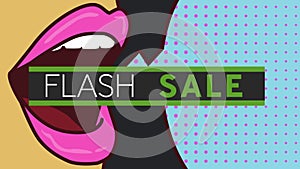 Animatorom od flash sale text over retro cartoon face