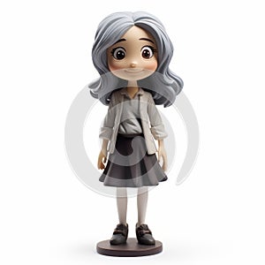 Anime Figurine Of A Girl With Gray Hair - Tiago Hoisel Style