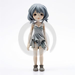 Anime Girl Figurine With Gray Hair - Hiroshi Nagai Style