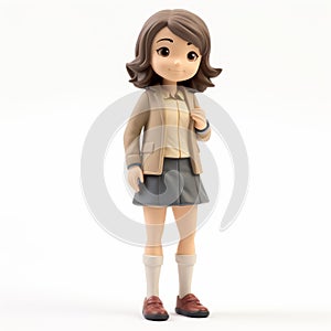 Anime Girl Figurine With Handbag - Naoki Urasawa Style photo