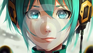 Anime girl with green eyes a