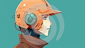 Anime Girl In Helmet: A Detailed And Precise Portraiture With Pop Culture References