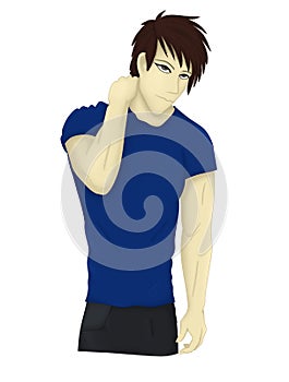 Anime guy in blue t-shirt