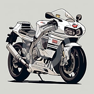 Anime-inspired Motorcycle Art On White Background