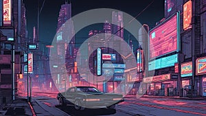 anime inspired pixel art cyberpunk-cityscape-at-night photo