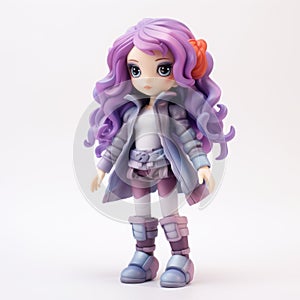 Anime-inspired Vinyl Toy Of Hannah With Purple Hair