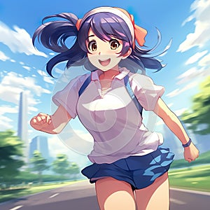 anime kawai girl in sports generative ai