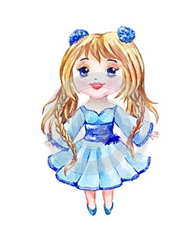 Anime is a little girl in a blue dress with two lovely tails. Ch