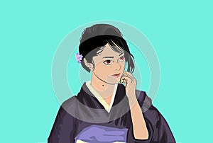 ANime magna sha-rit-aio gir kimono illustration