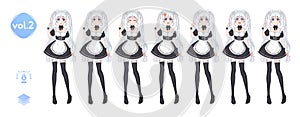 Anime manga girl. Costume of maid cafe