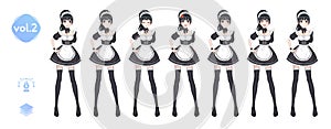 Anime manga girl. Costume of maid cafe