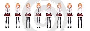 Anime manga schoolgirl plaid red skirt tie pattern