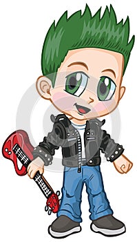 Anime Punk Rocker Boy Vector Cartoon