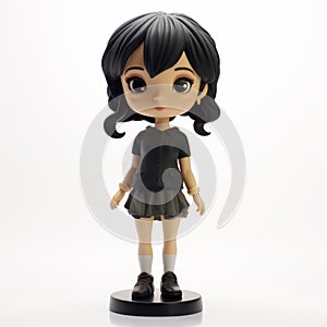 Anime Schoolgirl Figure With Black Shirt - Charming And Innocent Cartoon Girl