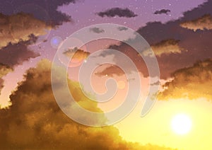 Anime Sky Background -Sunset photo