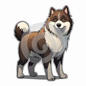 Anime Style Brown And White Dog Sticker With Yellow Eyes