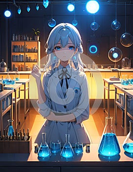 anime style, a chemical labs