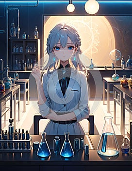 anime style, a chemical labs