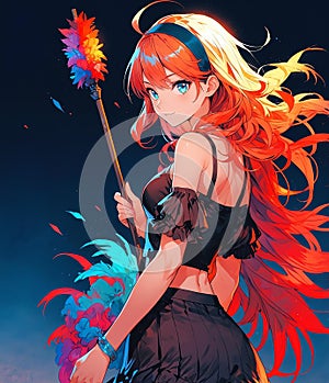 anime style concept art of harpies feather duster ai generated